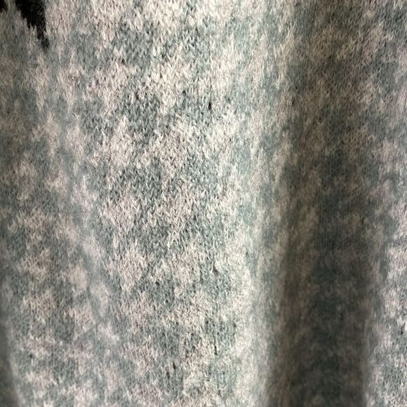 OLIVER O Ladies Houndtooth Floral Crew Neck Sweater Large Blue Gray and Black - Picture 5 of 8